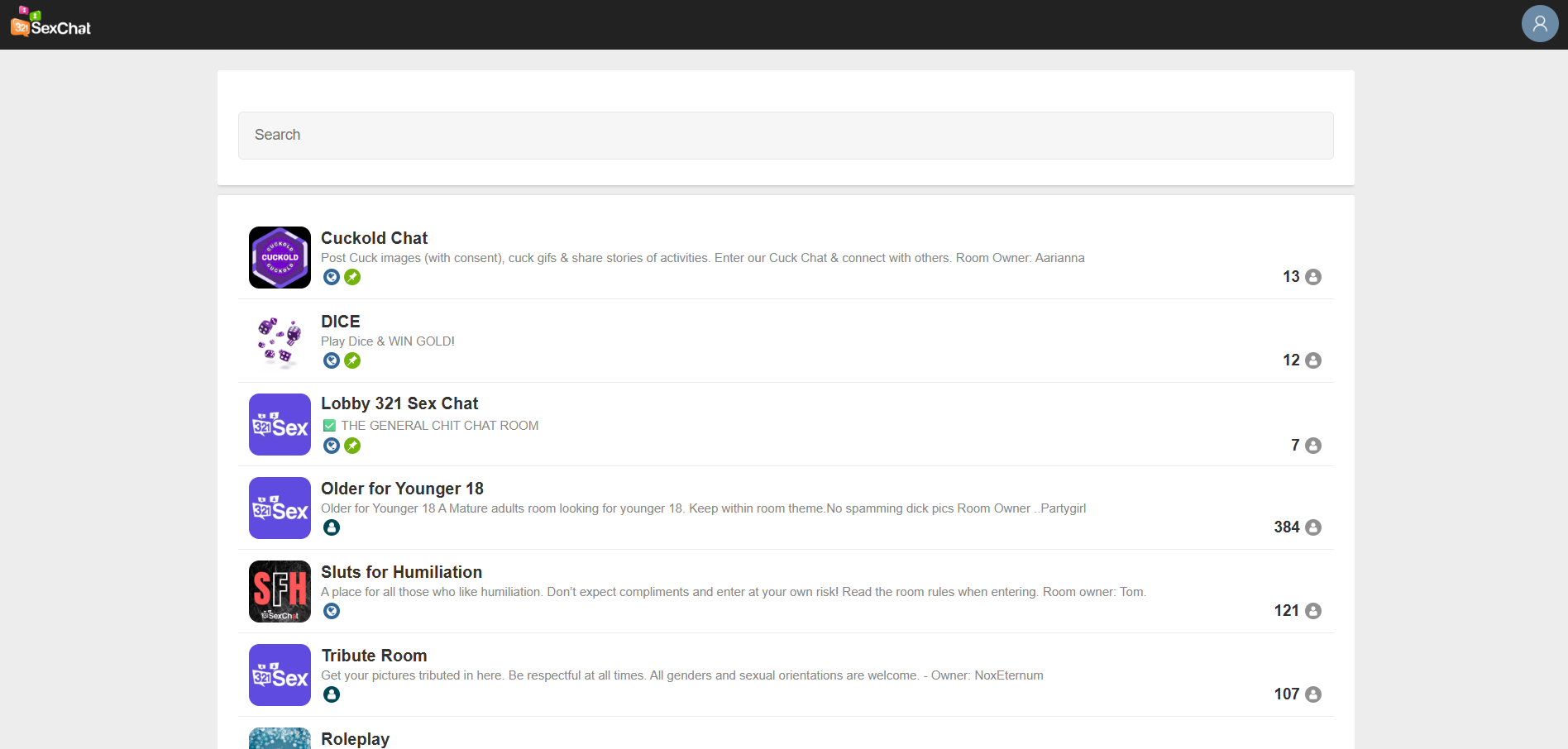 321 sex chat room list