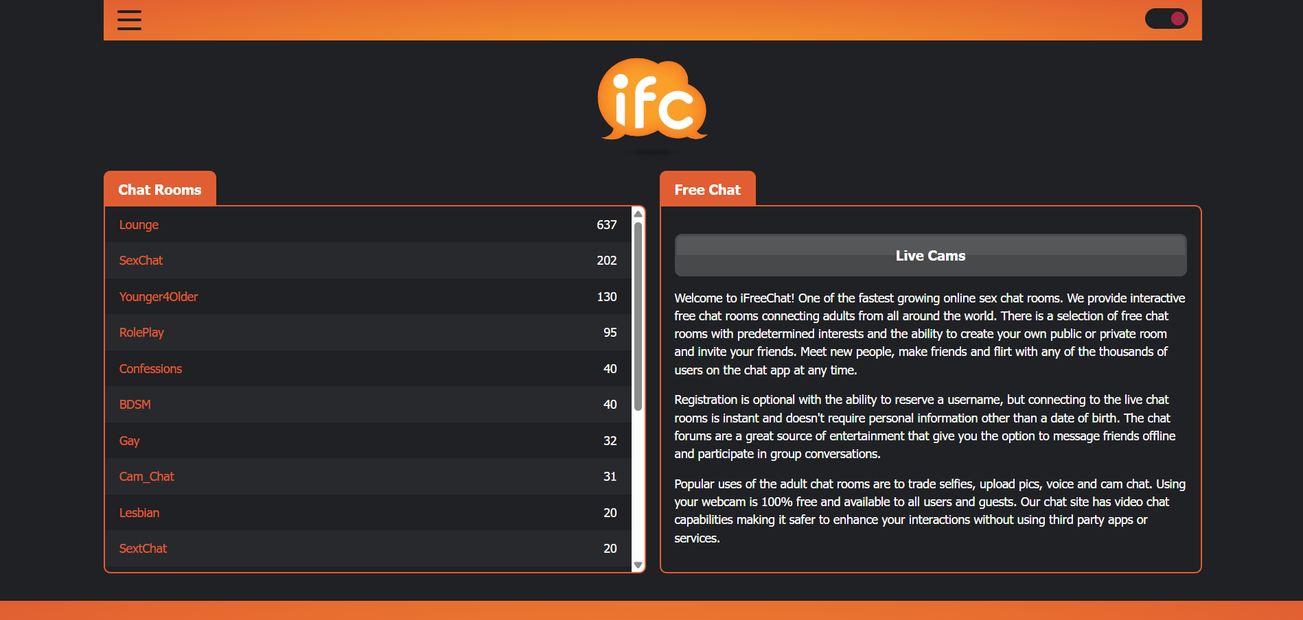iFreeChat chat rooms